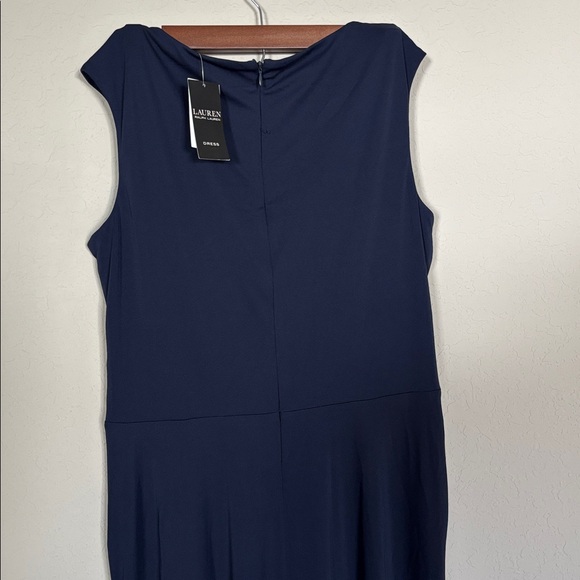 Lauren Ralph Lauren navy blue twist-front jersey midi dress. NWT Size 14 - Picture 5 of 9